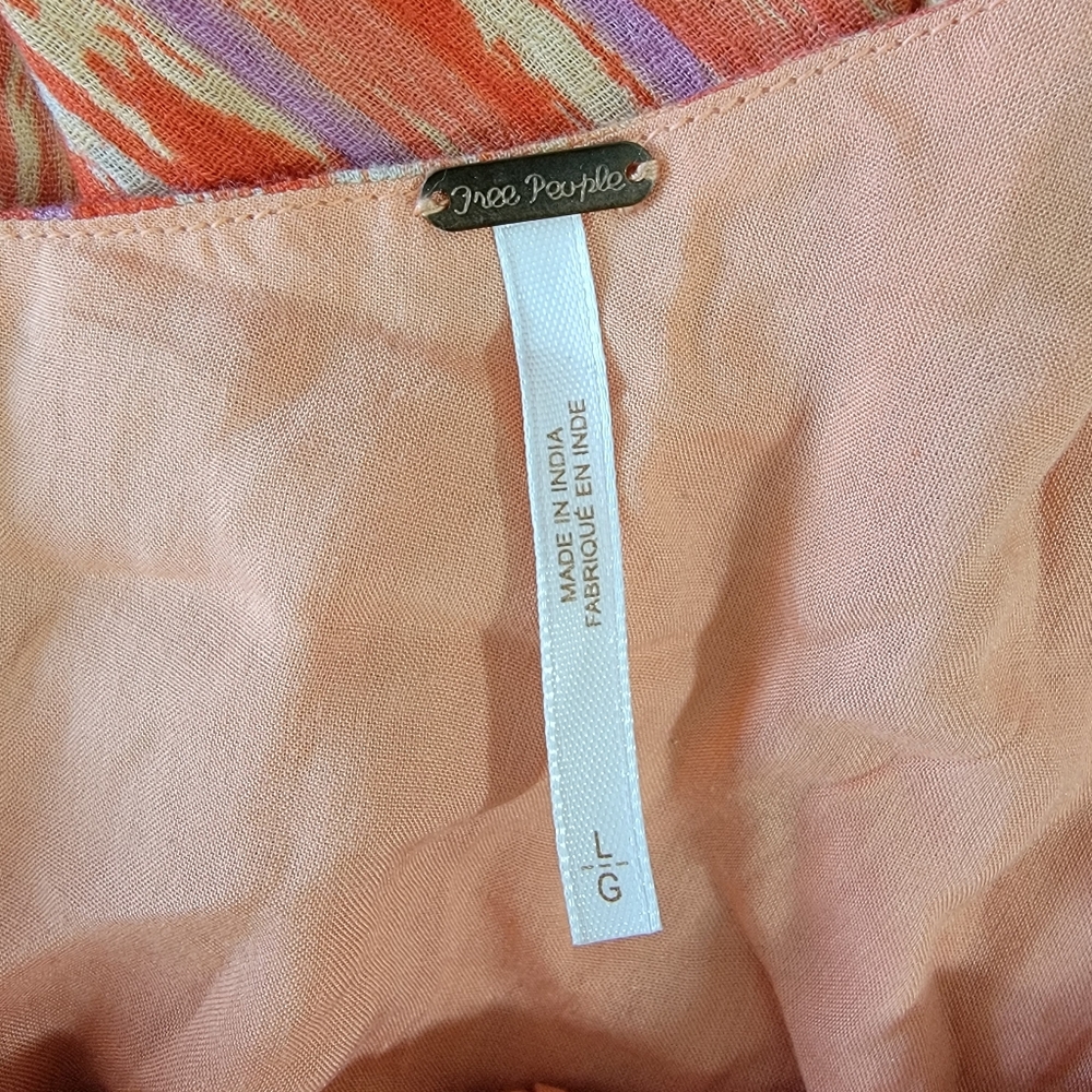 Free People Heart Shaped Face One Shoulder Mini Dress Orange/Multi-Size L #NA228 - Picture 6 of 10